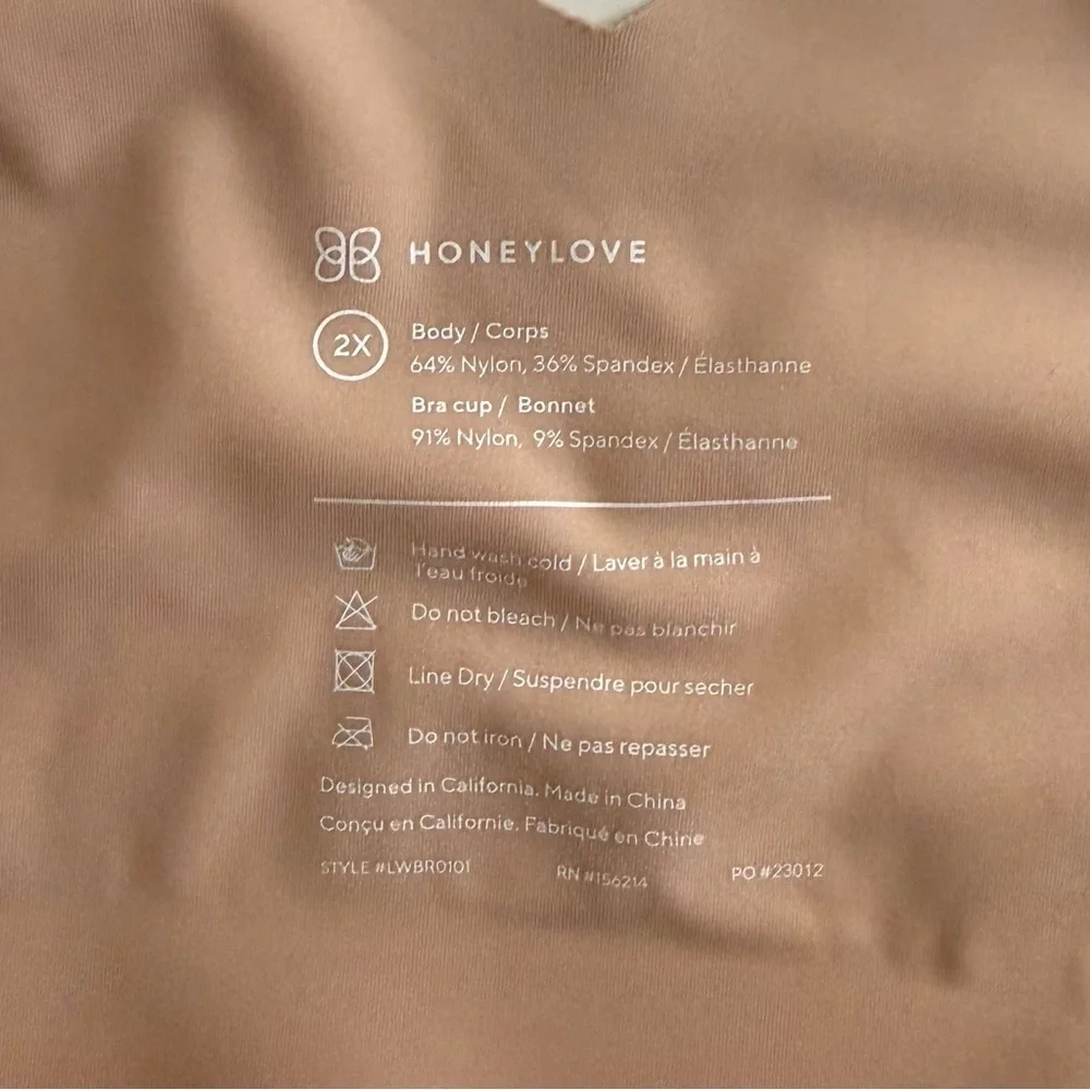 Honeylove V-Neck Rose Tan Bra‎ Plus Size 2X